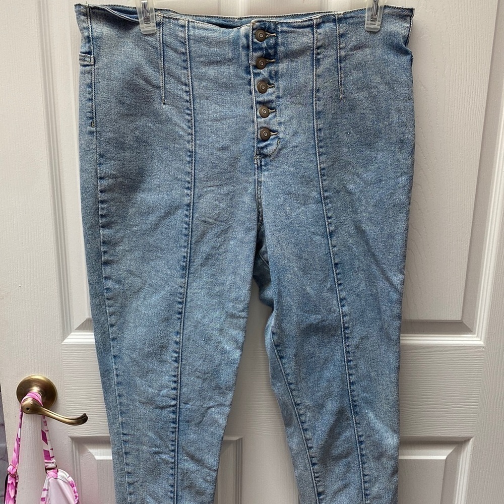 Juniors NOBO solid blue stretch skinny leg plus size jeans size 19